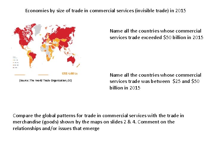 Economies by size of trade in commercial services (invisible trade) in 2015 Name all