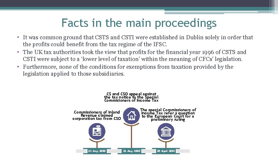 Facts in the main proceedings • It was common ground that CSTS and CSTI