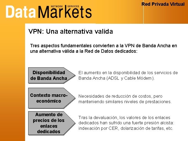Red Privada Virtual VPN: Una alternativa valida Tres aspectos fundamentales convierten a la VPN