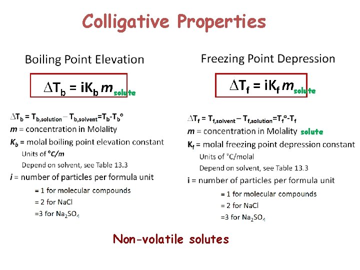 Colligative Properties solute Non-volatile solutes 