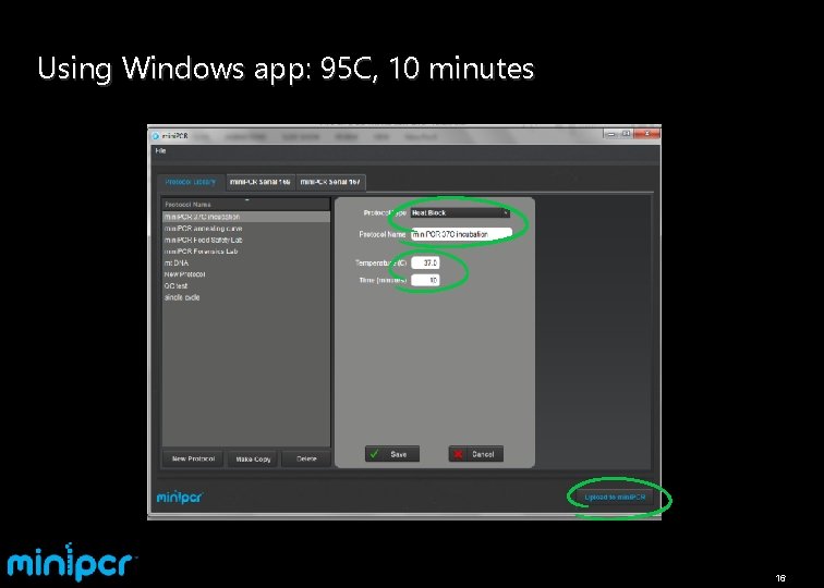 Using Windows app: 95 C, 10 minutes 16 