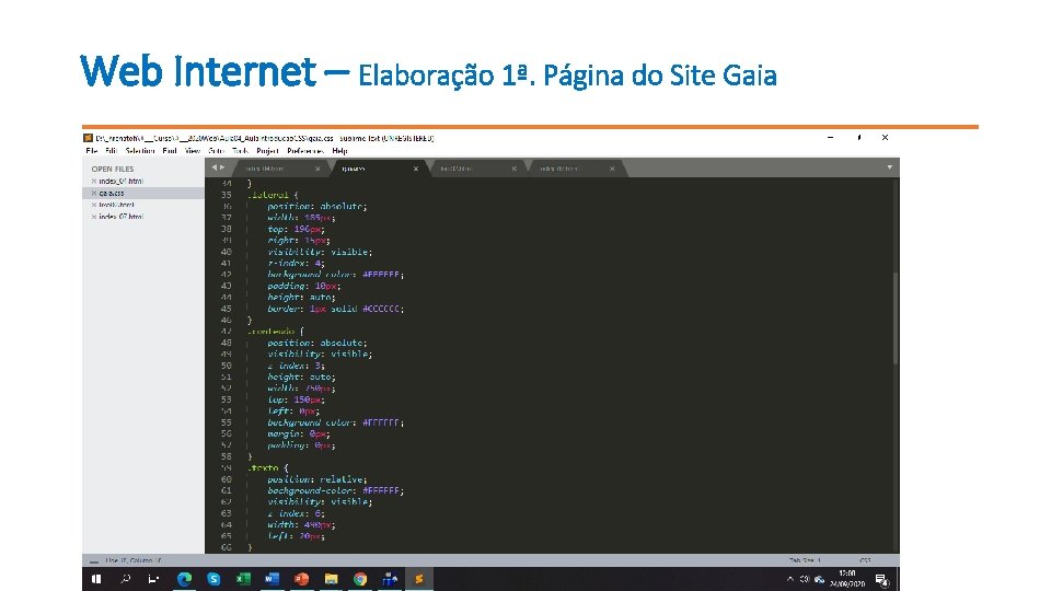 Web Internet – Elaboração 1ª. Página do Site Gaia 