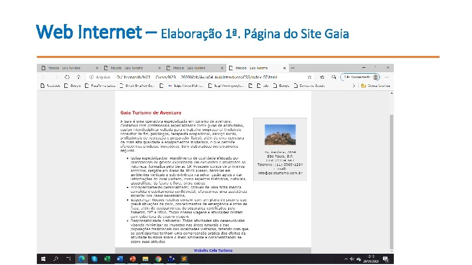 Web Internet – Elaboração 1ª. Página do Site Gaia 