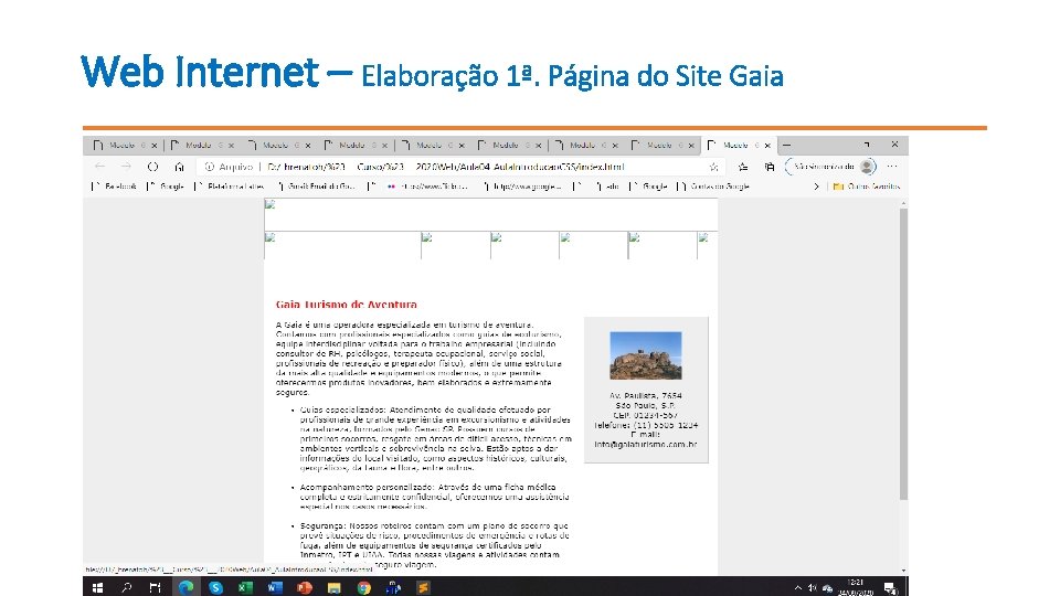 Web Internet – Elaboração 1ª. Página do Site Gaia 