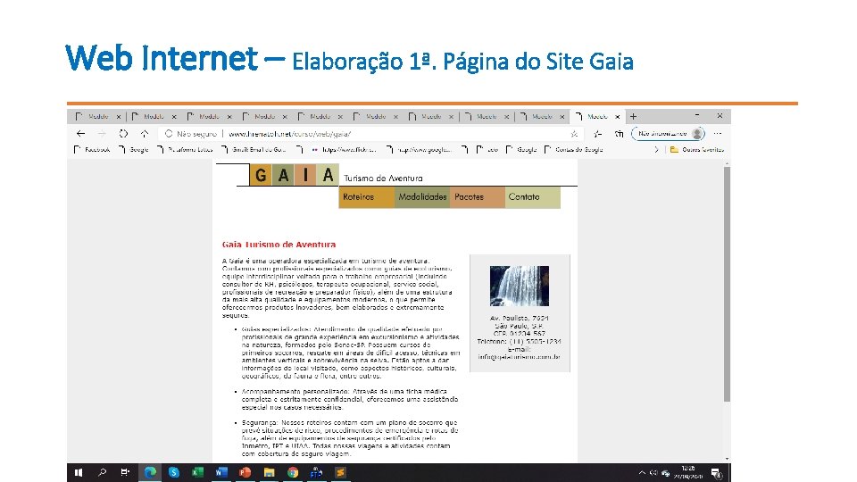 Web Internet – Elaboração 1ª. Página do Site Gaia 