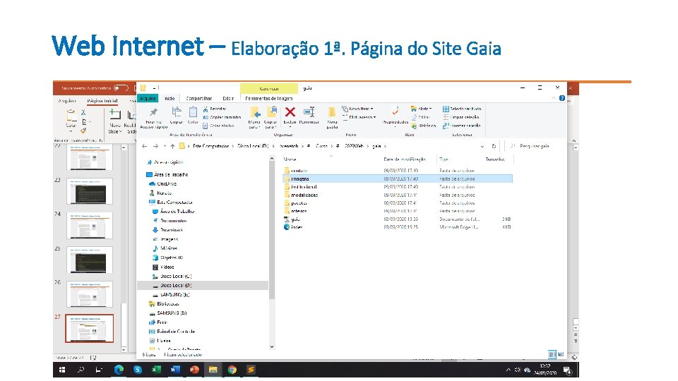 Web Internet – Elaboração 1ª. Página do Site Gaia 