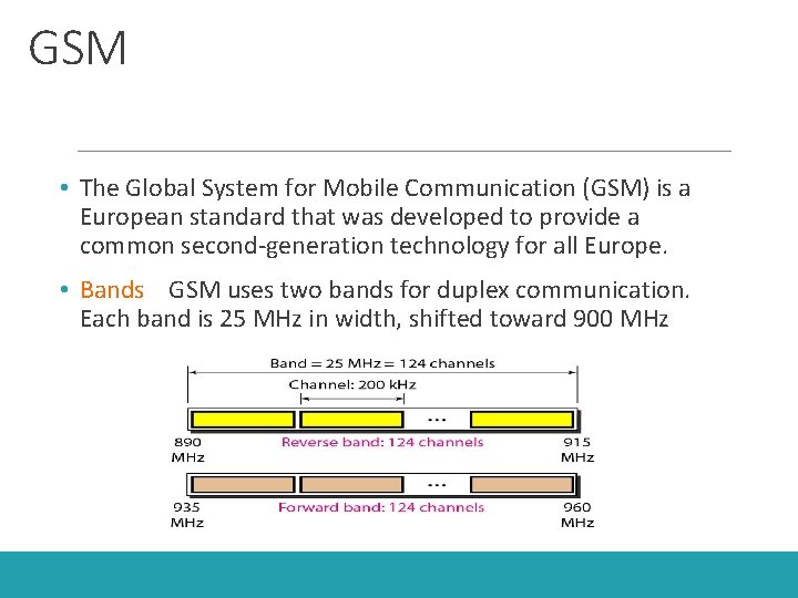 GSM • The Global System for Mobile Communication (GSM) is a European standard that