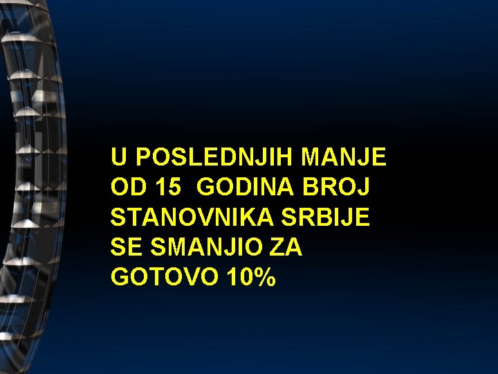  • U POSLEDNJIH MANJE OD 15 GODINA BROJ STANOVNIKA SRBIJE SE SMANJIO ZA