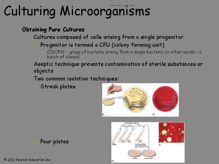 Culturing Microorganisms Figure 6. 10 Pour plate method of isolation-overview Obtaining Pure Cultures composed
