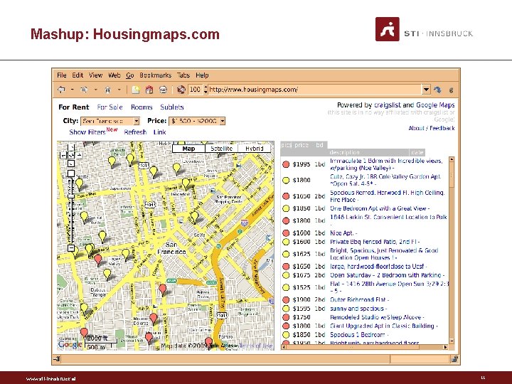 Mashup: Housingmaps. com www. sti-innsbruck. at 11 