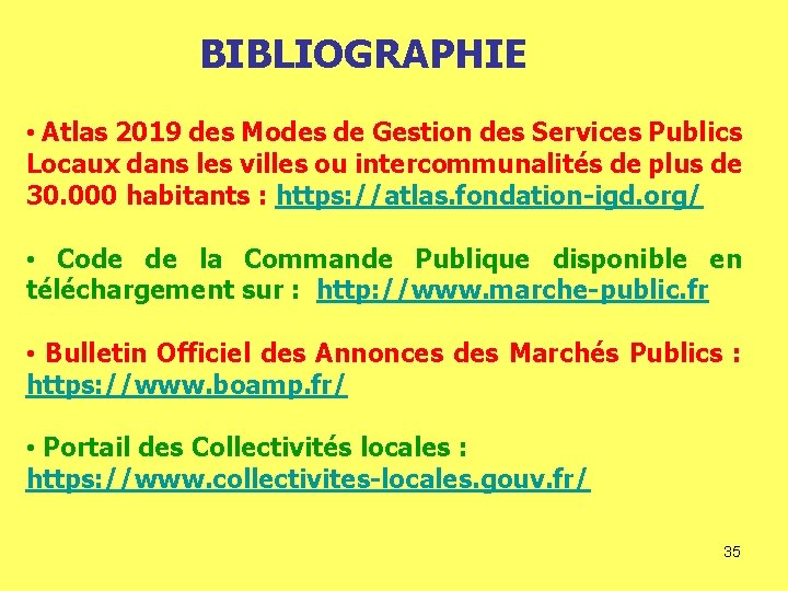 BIBLIOGRAPHIE • Atlas 2019 des Modes de Gestion des Services Publics Locaux dans les