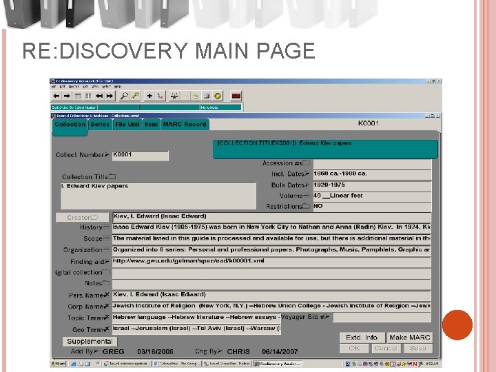 RE: DISCOVERY MAIN PAGE 