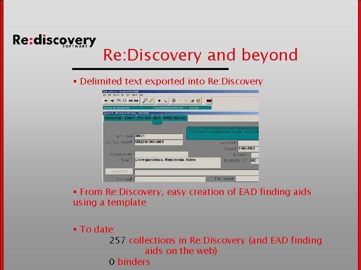 Re: Discovery and beyond § Delimited text exported into Re: Discovery § From Re: