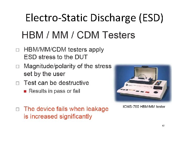 Electro-Static Discharge (ESD) 