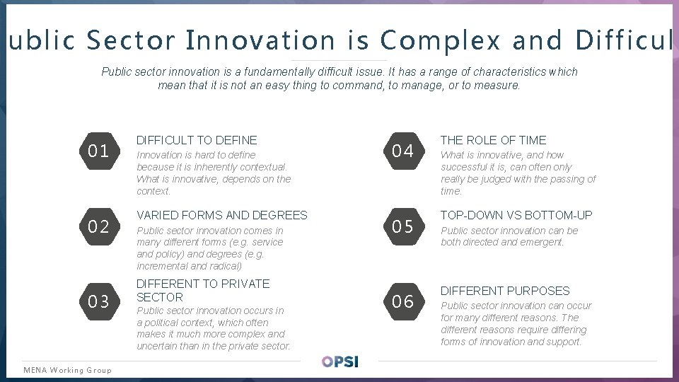 Public Sector Innovation is Complex and Difficult Public sector innovation is a fundamentally difficult