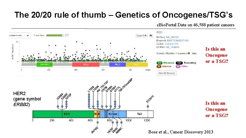 The 20/20 rule of thumb – Genetics of Oncogenes/TSG’s c. Bio. Portal Data on