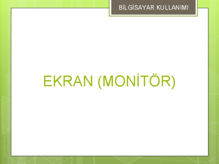 BİLGİSAYAR KULLANIMI EKRAN (MONİTÖR) 