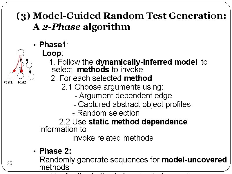 (3) Model-Guided Random Test Generation: A 2 -Phase algorithm • Phase 1: Loop: 1.