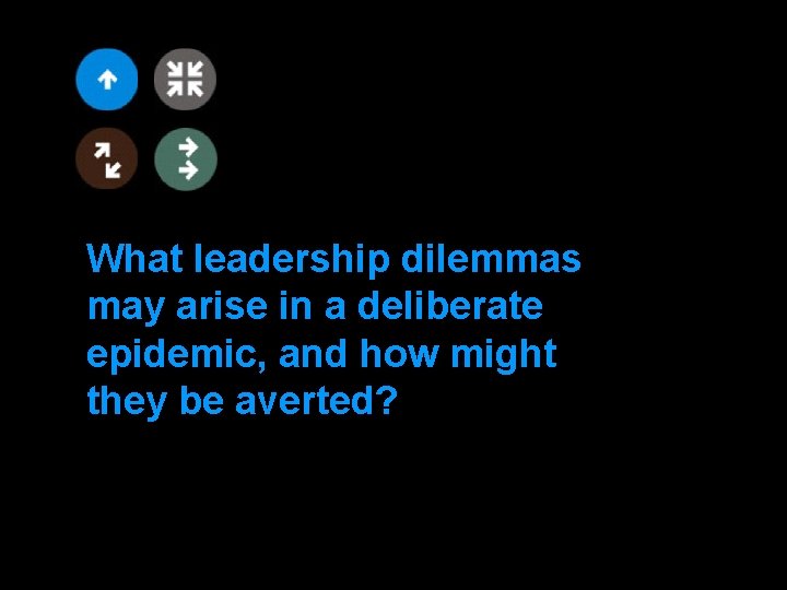 What leadership dilemmas may arise in a deliberate epidemic, and how might they be