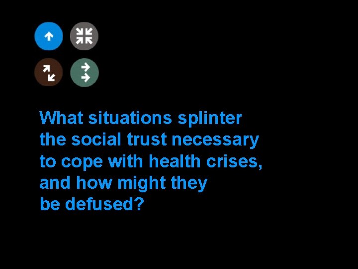 What situations splinter the social trust necessary to cope with health crises, and how