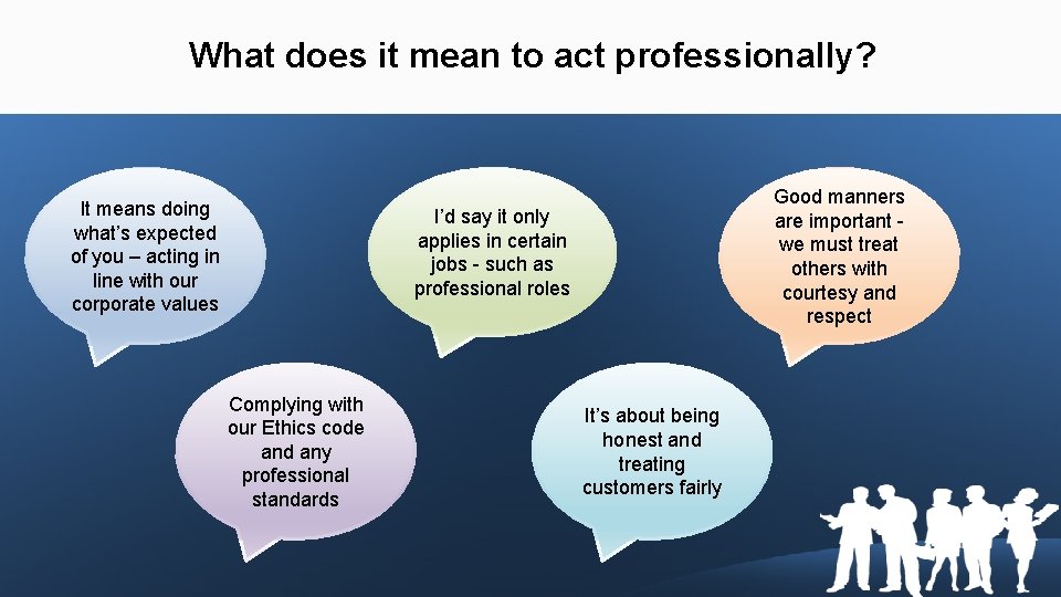 What does it mean to act professionally? It means doing what’s expected of you
