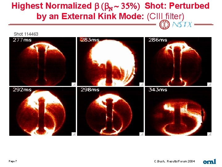 Highest Normalized b (b. N ~ 35%) Shot: Perturbed by an External Kink Mode: