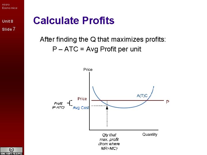 micro Economics Unit 8 Slide 7 Calculate Profits After finding the Q that maximizes