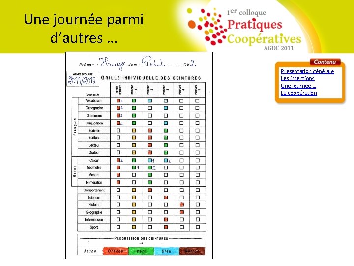 Une journée parmi d’autres … Présentation générale Les intentions Une journée … La coopération