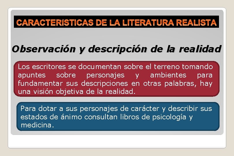 Observación y descripción de la realidad Los escritores se documentan sobre el terreno tomando