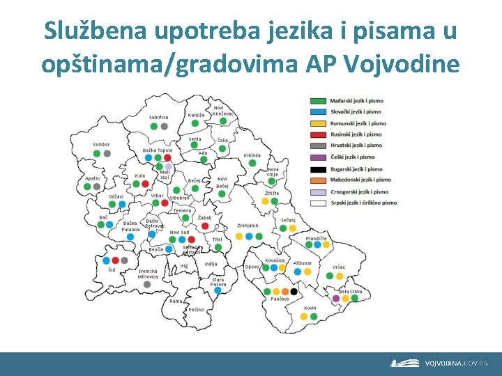 Službena upotreba jezika i pisama u opštinama/gradovima AP Vojvodine 