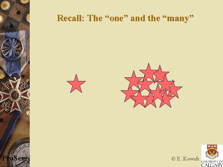 Recall: The “one” and the “many” Pro. Sem © E. Kowch 