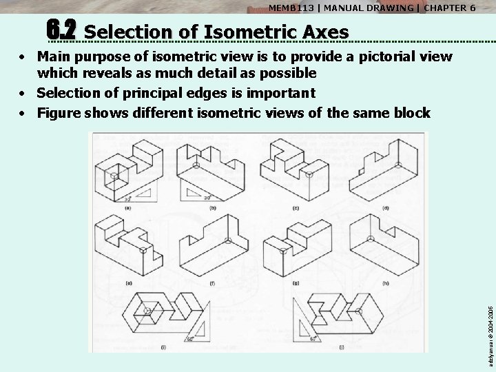 MEMB 113 | MANUAL DRAWING | CHAPTER 6 6. 2 Selection of Isometric Axes