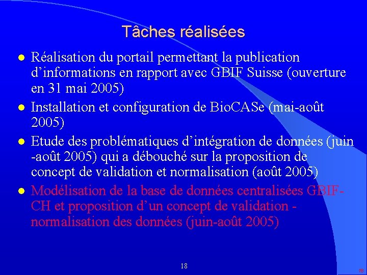 Tâches réalisées l l Réalisation du portail permettant la publication d’informations en rapport avec