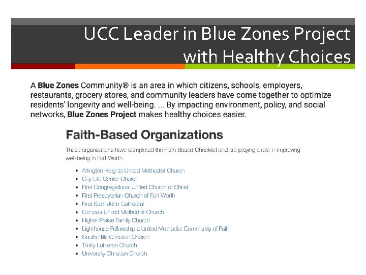 UCC Leader in Blue Zones Project with Healthy Choices 