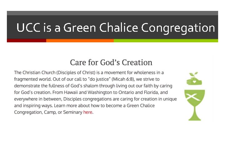 UCC is a Green Chalice Congregation 