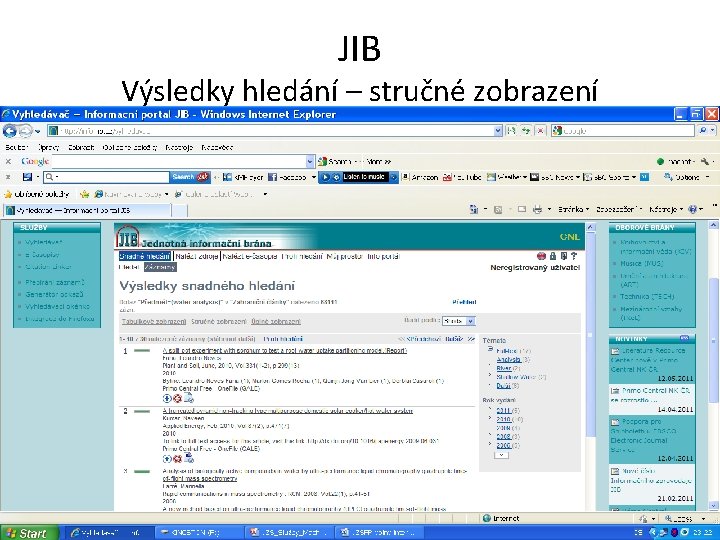 JIB Výsledky hledání – stručné zobrazení 