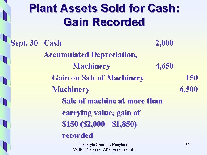 Plant Assets Sold for Cash: Gain Recorded Sept. 30 Cash 2, 000 Accumulated Depreciation,
