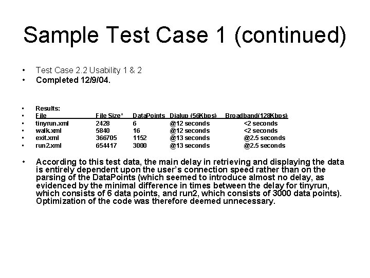 Sample Test Case 1 (continued) • • Test Case 2. 2 Usability 1 &
