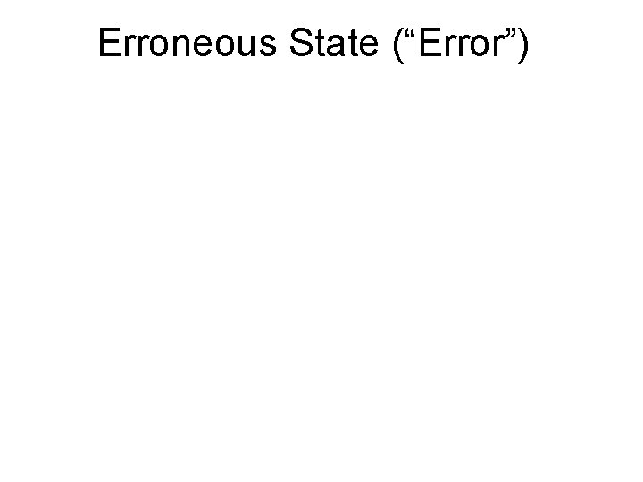 Erroneous State (“Error”) 