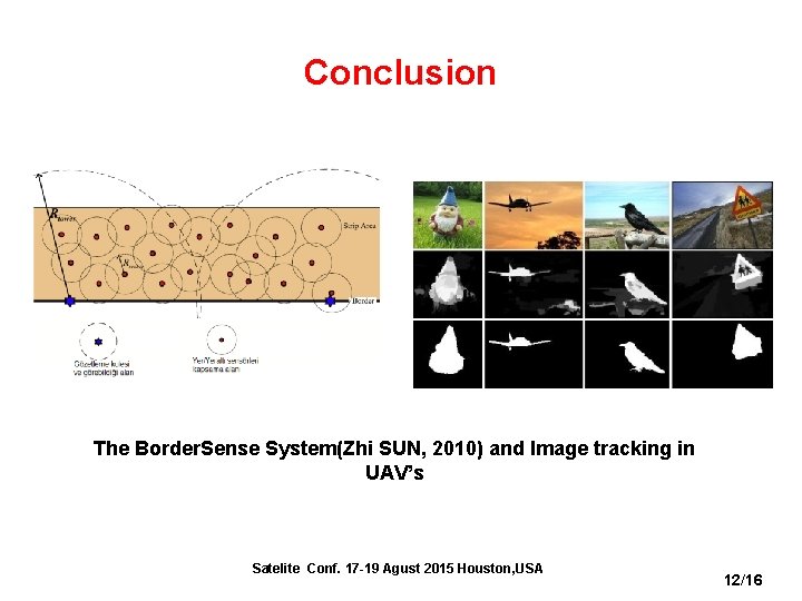 Conclusion The Border. Sense System(Zhi SUN, 2010) and Image tracking in UAV’s Satelite Conf.