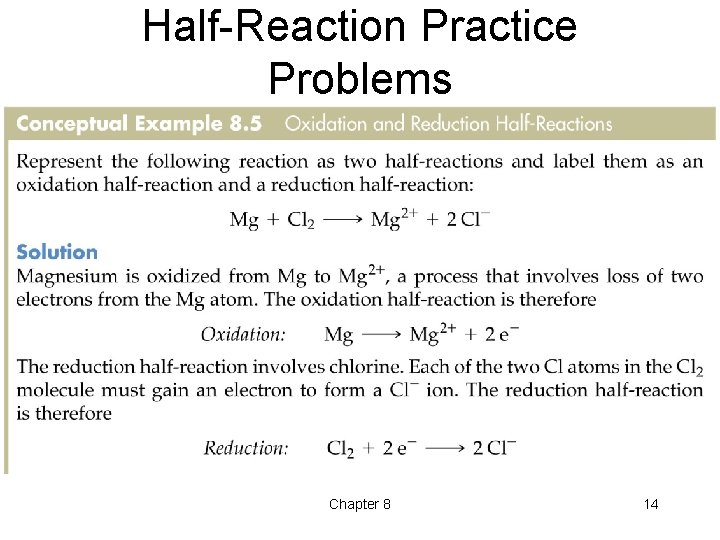 Half-Reaction Practice Problems Chapter 8 14 Half-Reaction Practice Problems Chapter 8 14