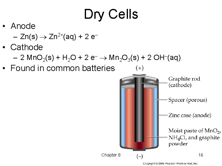 • Anode Dry Cells – Zn(s) Zn 2+(aq) + 2 e– • Cathode • Anode Dry Cells – Zn(s) Zn 2+(aq) + 2 e– • Cathode