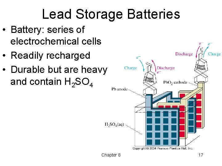Lead Storage Batteries • Battery: series of electrochemical cells • Readily recharged • Durable Lead Storage Batteries • Battery: series of electrochemical cells • Readily recharged • Durable