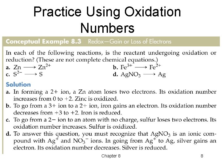 Practice Using Oxidation Numbers Chapter 8 8 Practice Using Oxidation Numbers Chapter 8 8