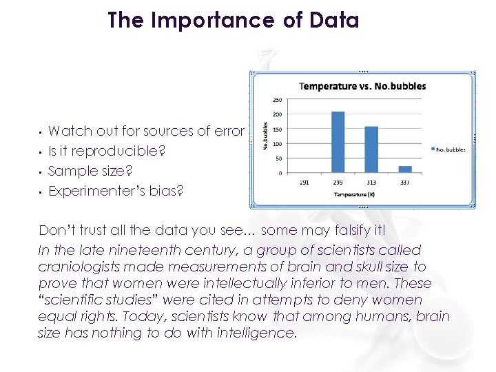 The Importance of Data • • Watch out for sources of error Is it