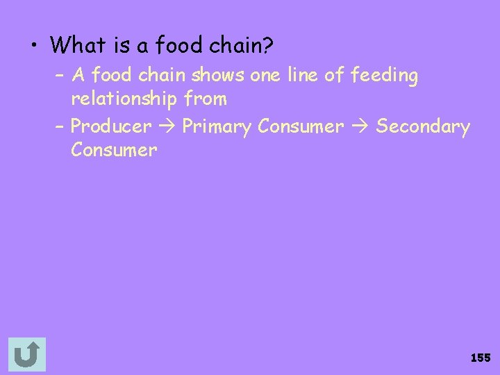  • What is a food chain? – A food chain shows one line