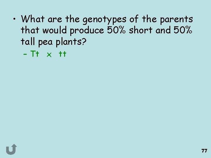  • What are the genotypes of the parents that would produce 50% short