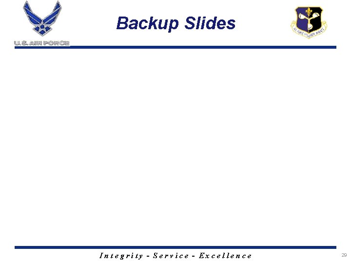 Backup Slides Integrity - Service - Excellence 29 