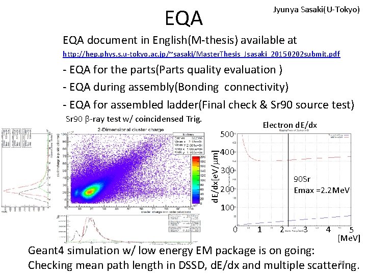 Jyunya Sasaki(U-Tokyo) EQA document in English(M-thesis) available at http: //hep. phys. s. u-tokyo. ac.