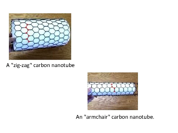 A "zig-zag" carbon nanotube An "armchair" carbon nanotube. 